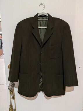 Vintage 90s Linea Due Textured Blazer Jacket In Dark Green, Size M